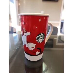 Rare Vintage Collectible Starbucks Red &White 16 Oz Christmas Mug - 2011